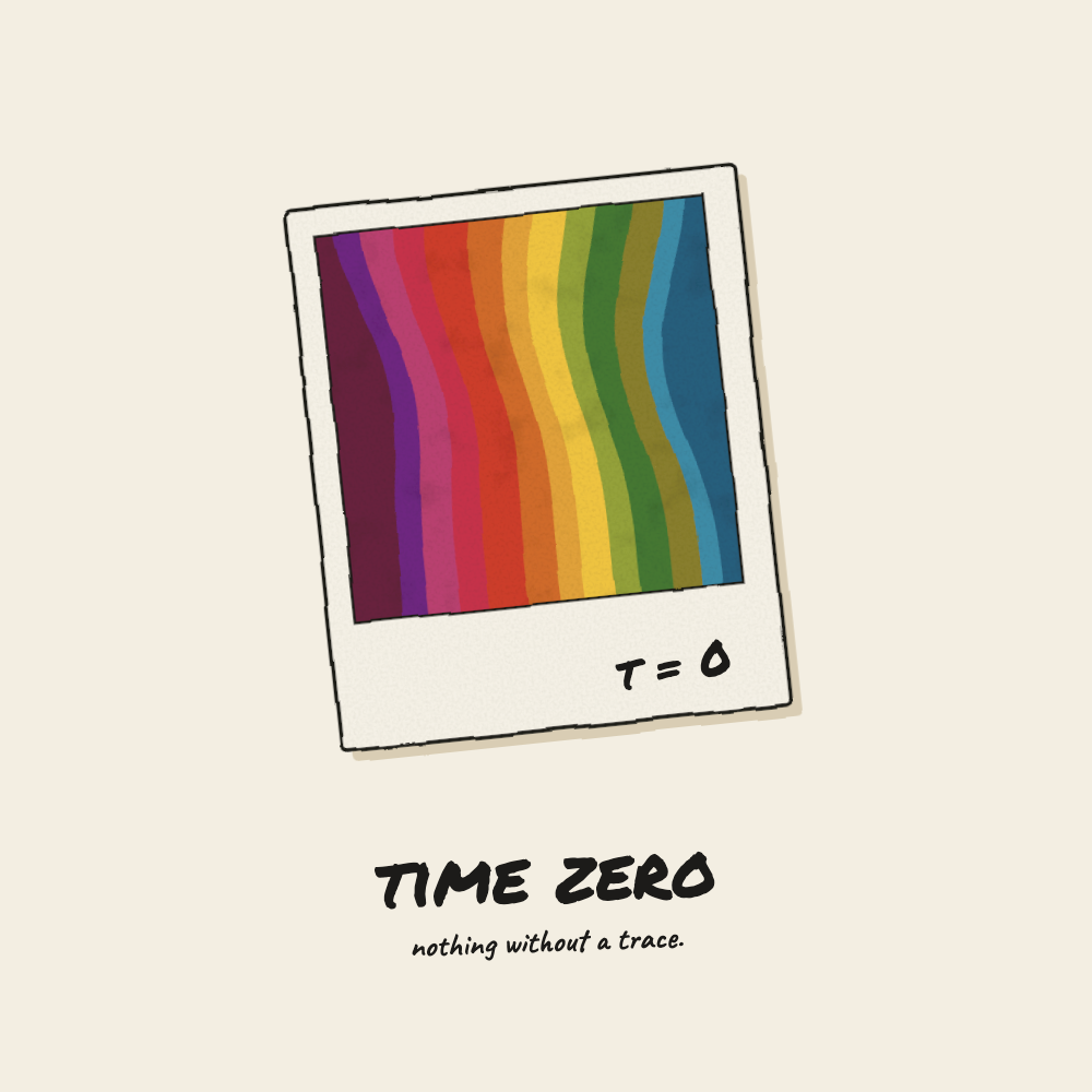 TIME ZERO 官方手绘彩虹相纸标志，nothing without a trace.